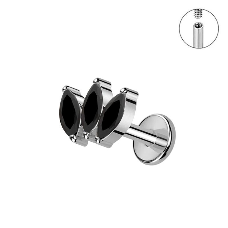 G23 Τιτάνιο Piercing Labret Εσωτερικό Σπείρωμα Piercing Χειλιού Marquise Ζιργκόν Χείλιου Καρφάκι Πίρσινγκ Αυτιού Οστού Σώματος Κοσμήματα