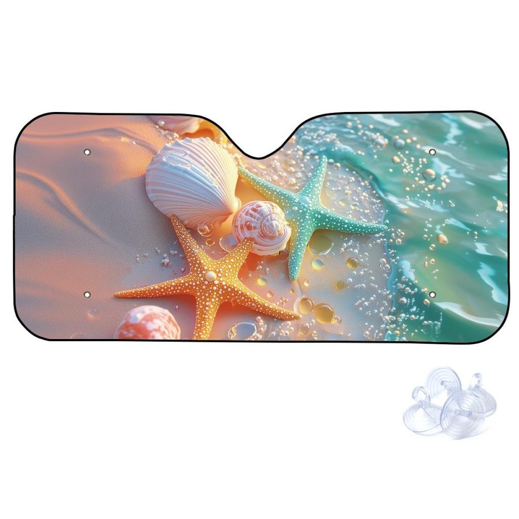 Summer Beach Shell Car Windshield Sunshade - Portable, Thin, No Installation Needed (Order from 1 Piece)