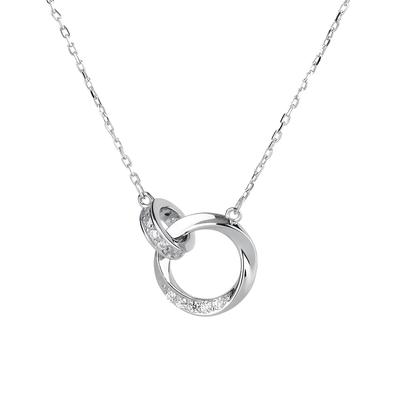Halskette für doppeltes rosa Schlüsselbein Kommt mit Geschenkbox [Hothrty] Frauen, Anhänger, Ring, Moebius, Silber, Gold, Kette, Hypoallergen, Stilvoll, Paare,