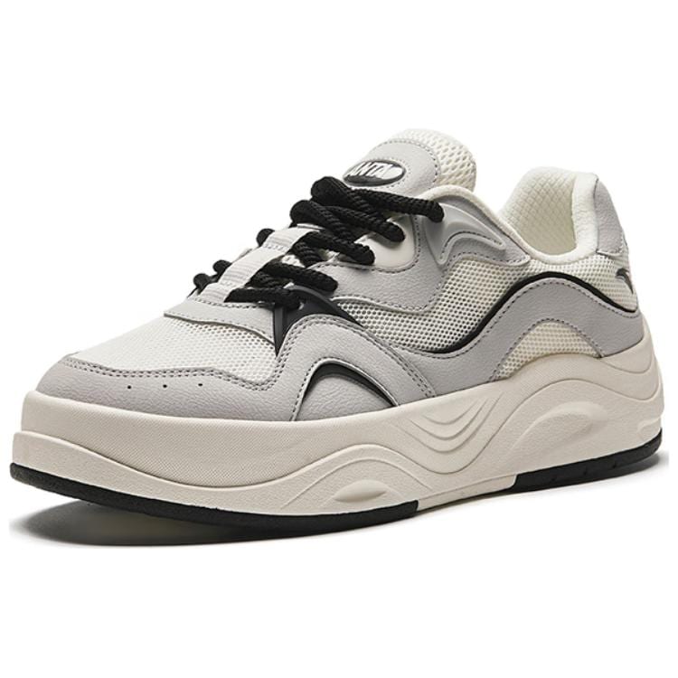 Anta Seaweed Height Increasing Lightweight Height Increasing Lightweight Low Top Skateboard Shoes Men's White Gray 912428011-1