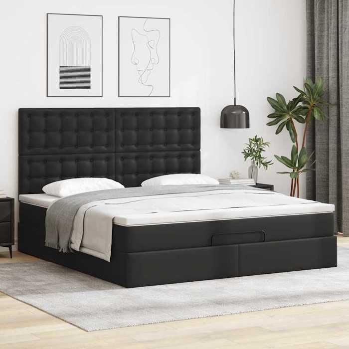 Maison Exclusive - Cadre de lit ottoman avec matelas noir 160x200 cm similicuir