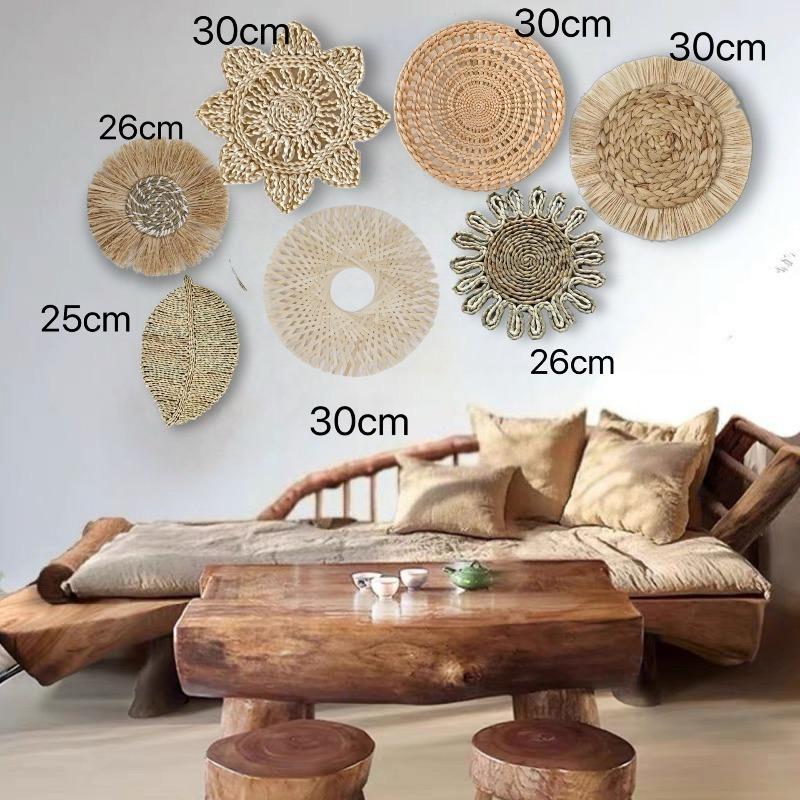 3/4/7pcs Bohemian Style Wall Basket Set Hanging Wall Basket Decoration Bohemian Style Wall Decoration Environmental Round Art