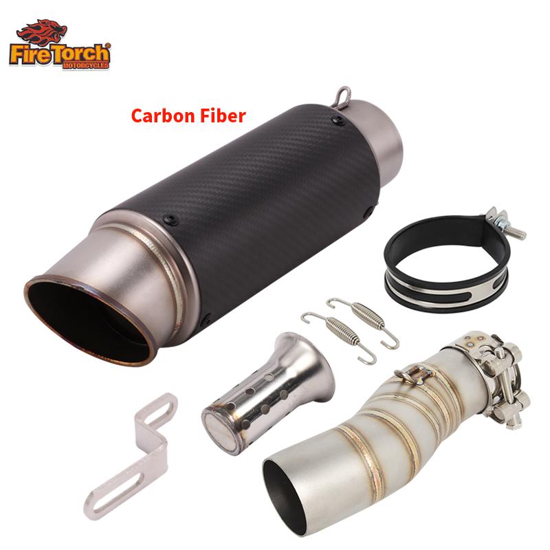 Slip On For CFMOTO 450MT 450 MT IBEX 450 2024 2025 Motorcycle Exhaust Escape Moto Systems Middle Link Pipe Carbon Fibe Muffler