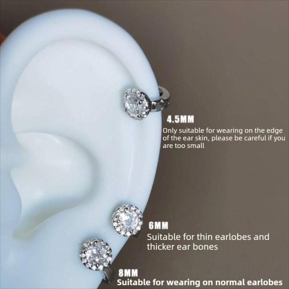 Adjustable Zircon Hoop Earrings Round Jewelry New Piercing Shiny Ear Buckles  Banquet