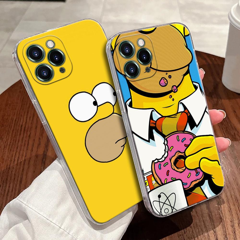 Cartoon Homer S-Simpson-Familie Transparente Handyhülle Für iPhone 17 Pro Max 17E 11 12 13 14 15 16 Pro Max Plus 17 Air 16E Hülle