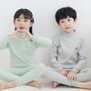 Kids Thermal Underwear Set Fleece Lined Mid-Collar Cotton Sleepwear Boys Girls Winter