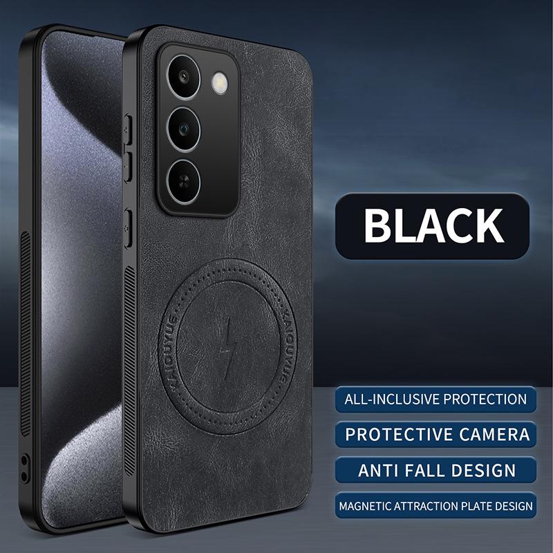 Realme C100-5G Nappa Leather Grain Full-Coverage Lens Magsafe Magnetic Protective Case
