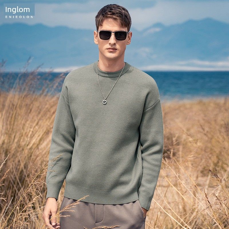 

Мужской свитер из высокоэластичной модальной пряжи с сердцевиной, трикотажный топ для ношения под одеждой, однотонный, новинка осени и зимы Gray Green 2XL