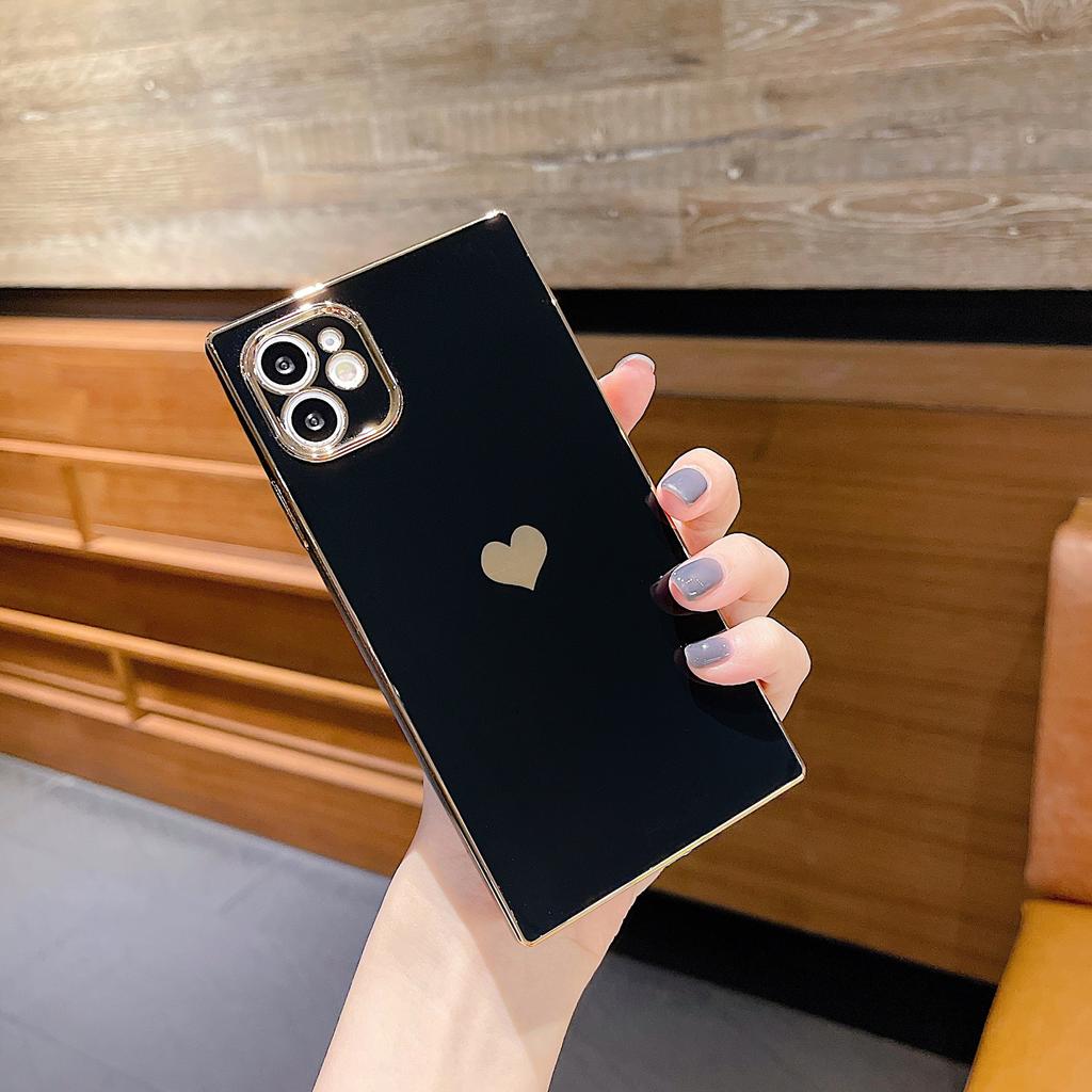 6D electroplated love square is suitable for iPhone17 Apple 15/16ProMax/XR all-inclusive silicone mobile phone case.