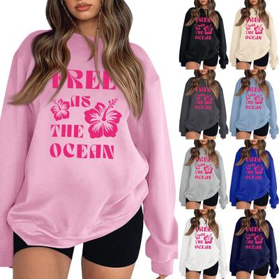 Blusa informal de cuello redondo y manga larga con estampado a la moda para mujer