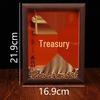 Yellow Dzambhala Wealth Replenishing Photo Frame Ornament - 6", 7", 8" - Small Ingots, Gold Treasury Key Desk Display.