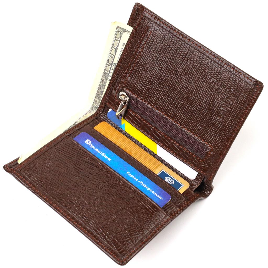 Textured Wallet for Men Made of Genuine Leather with Embossed CANPELLINI 21927 Brown