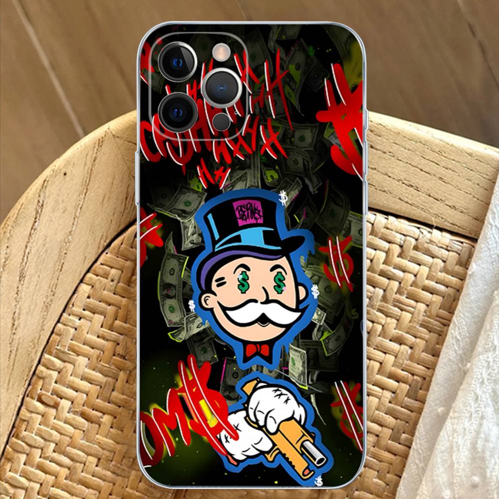

Trend Cartoon Dollar Alec Monopoly Transparent TPU Phone Case for iPhone 17 11 12 13 14 15 16 Pro Max 16 Plus Cover iPhone 16