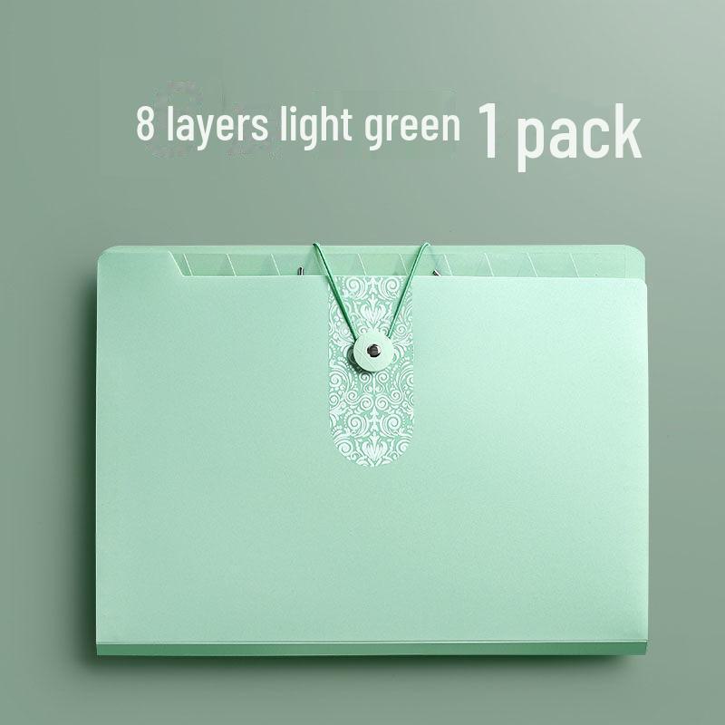 A4 Multi-Layer Student Document Organizer with 8 Compartments & Index Stickers
