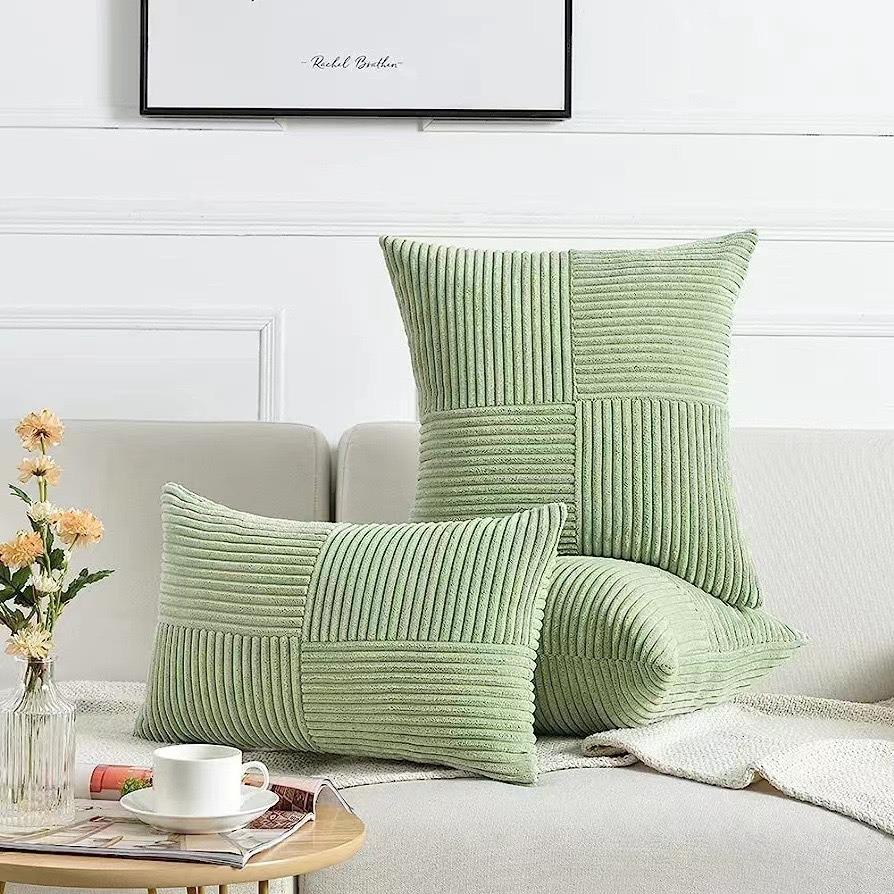 Simple Style Polyester Cushion Cover Stripe Pillow Cover White Beige Pink Solid Color Pillowcase for Sofa Living Room Home Decor