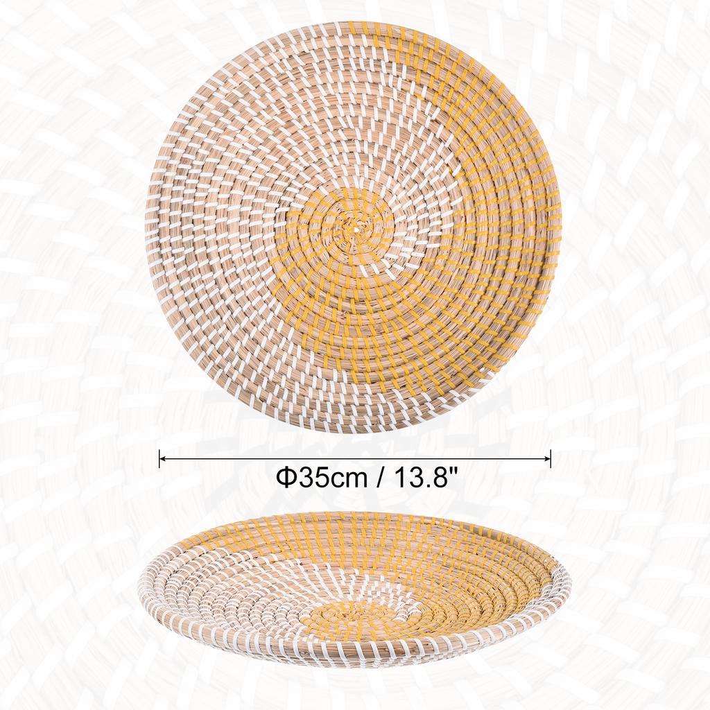 35cm Hängender Gewebter Wandkorb Natur Rattan Wandkorb Dekor Boho Bauernhaus Rustikal Dekorative Tischdeko für Wohnzimmer