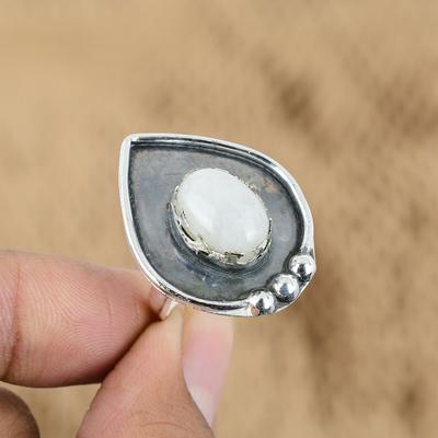Muttertagsangebot Natürlicher Regenbogenmondstein 925 Sterlingsilber Neuer Ring Schmuck