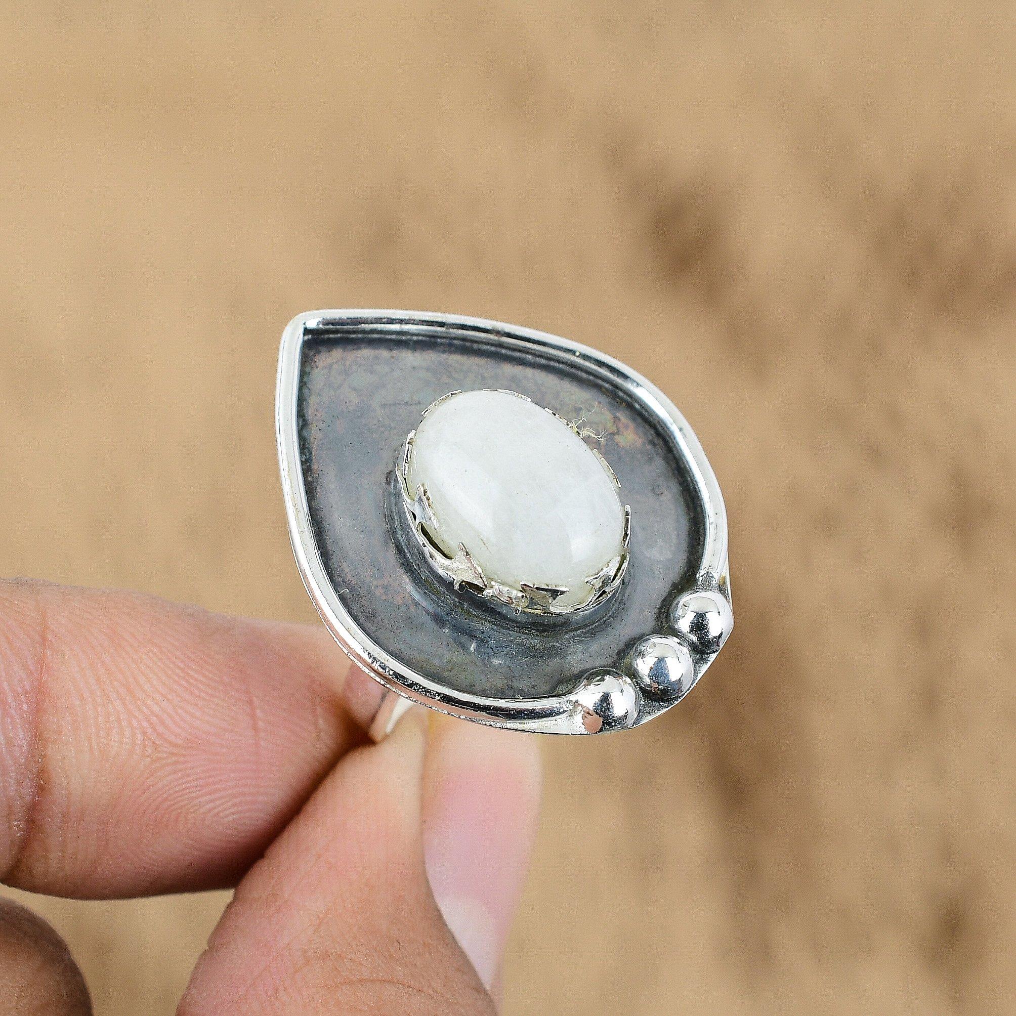 

Mothers day Deal Natural Rainbow Moonstone 925 Sterling Silver New Ring Jewelry Yes