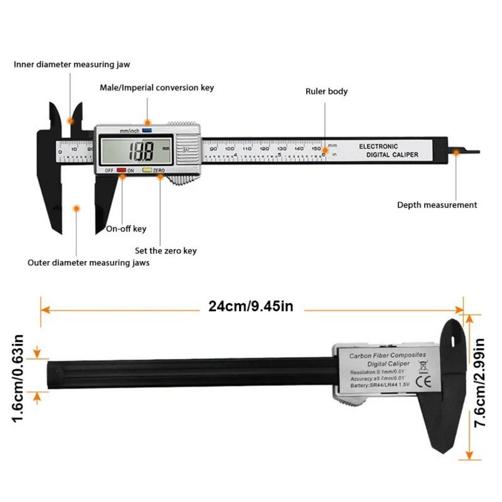 Inch/Metric Electronic Digital Caliper Digital Display Digital Ruler  Woodworking Tool