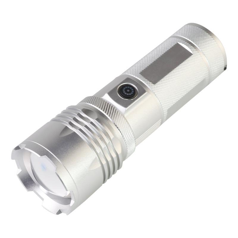 Aluminum Alloy Flashlight Rechargeable Portable, Strong Light, Variable Focus Flashlight Outdoor Multi-functional Fishing Light