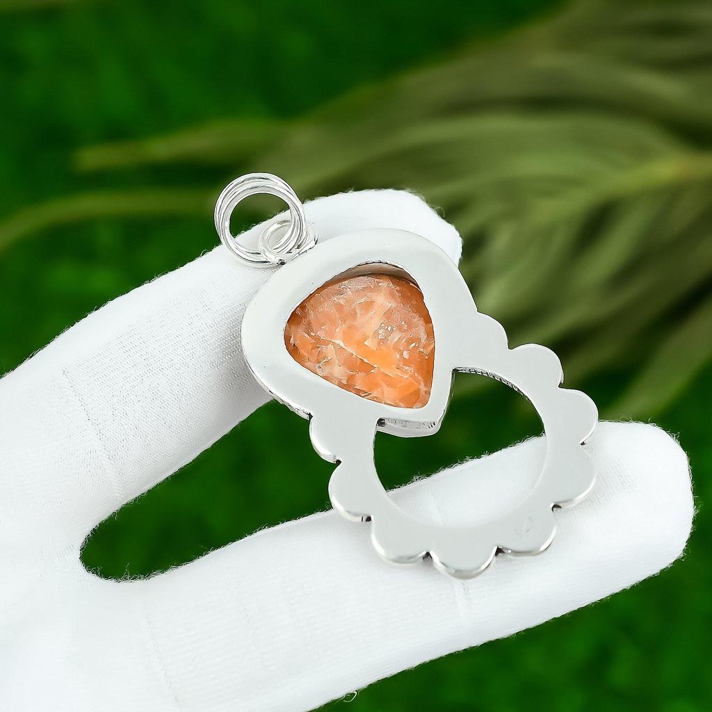 Pear Sunstone Gemstone Boho Bezel Wedding Daughter New Pendant Sterling Silver