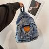 Washed denim large capacity backpack fashionable retro style autumn and winter large capacity denim backpack commuter bag
