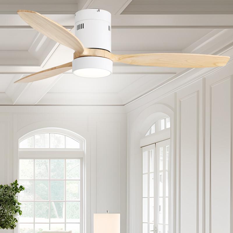 Sofucor Recessed Ceiling Fan - 3 Solid Wood Blades - Quiet DC Motor - Remote Control with Light