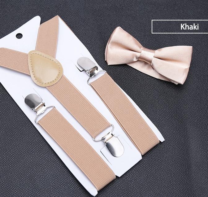 Kids Suspenders Bow Tie Set Boy Girl Retro Adjustable Suspenders Children Baby Braces Clip-on Trousers Wedding Ties Accessories