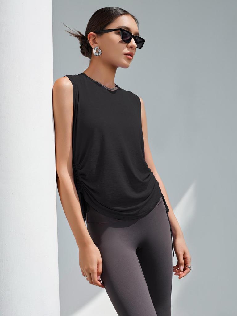 Women's Quick-Dry Sleeveless Yoga Vest: Spring/Summer Drawstring Sports Top