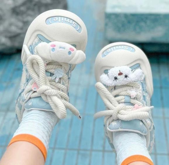 Модные новые милые декоративные кроссовки на толстой подошве с круглым носком, дышащая сетка, удобные, универсальные, повседневные спортивные туфли 35