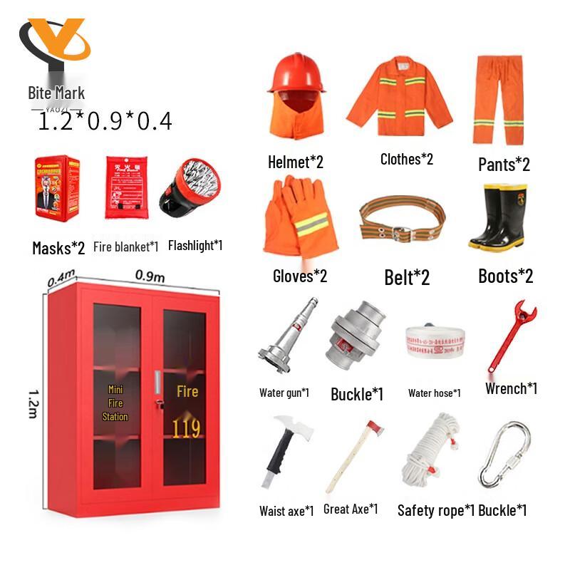 Micro Fire Station Emergency Equipment Cabinet Set