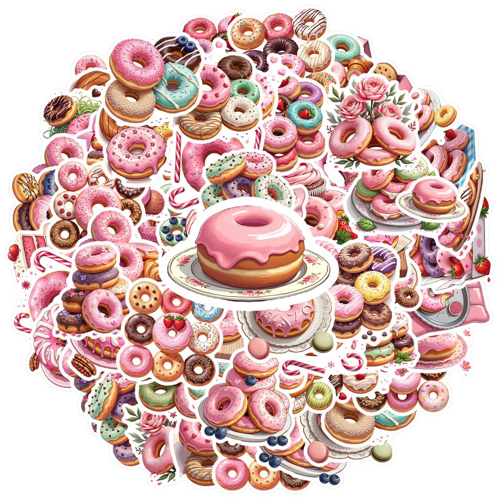 35-100pcs Sweet Donut Stickers Cute Stickers Aesthetic Kawaii Diy Travel Luggage Fridge Decal Graffiti Sticker