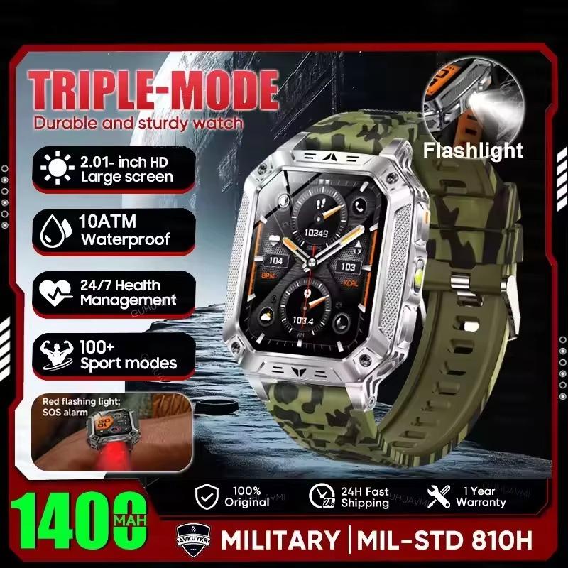 2026 Upgraded Men 1400mAh Battery Capacity GPS Heart Rate Flashlight BT Call 10ATM Waterproof AMOLED HD New Smart Watch Smartwatches