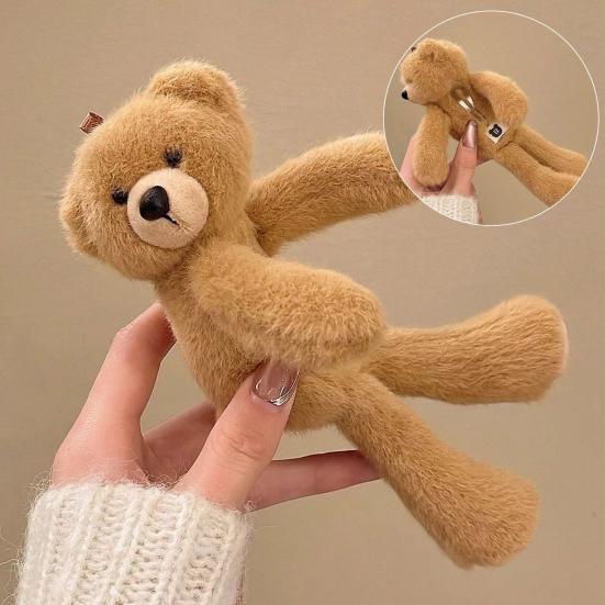 Haarkralle Cartoon Plüschbär Puppe Schleife Dekoration Haarspange Klemmzahn Design Starker Halt Haarnadel Haaraccessoire