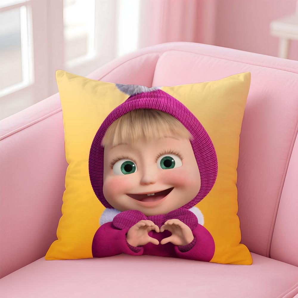 Kreskówka M-Masza i Niedźwiedź Poszewka na Poduszkę Wygodna Dwustronna Poszewka Idealna do Samochodu Sofy Sypialni i Nie Tylko