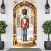 Christmas Nutcracker Door Cover Door Gingerbread Banner Xmas Outdoor Decoration for Front Door Porch Christmas Party Supplies