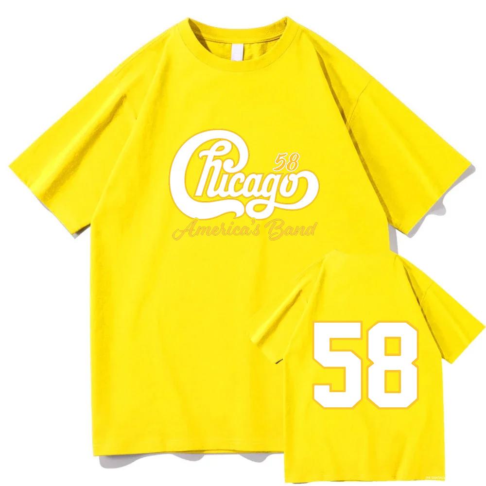 58 Chicago America's Band Printed Tshirt Streetwear Unisex Short Sleeve Cotton Female T-shirt Graphic Printing Tees Women Shirts