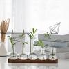 Planten Terrarium voor Hydroponics Planten Kantoor Plant Vermeerderingsstation met Retro Houten Stand Huis Bureau Glazen Planter