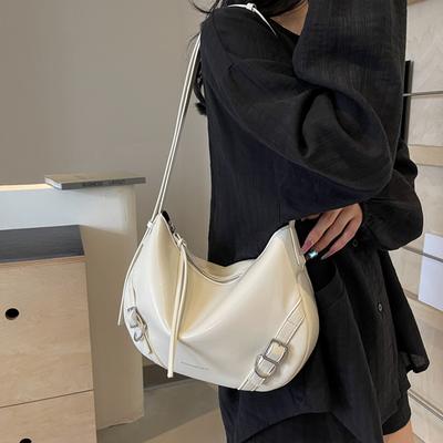 Women PU Stylish Armpit Bag Adjustable Strap Fashion Shoulder Bag Trendy Shoulder Handbag Zip Closure for Party Vacation