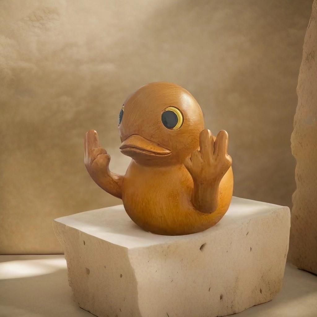 Artistic Wooden Pattern Duck Sculpture Crafted From Resin For Home Decor And Ideas Gift