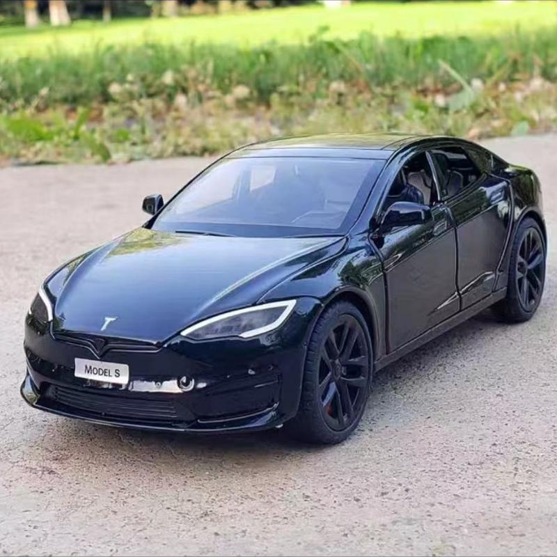 1/24 Tesla modelin S alaşım Metal pres döküm Model araba minyatürleri simülasyon ses ve hafif araç hediyeler için erkek
