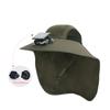 New Solar Fan Hat with Face Guard Neck Flap UV Protective Hat USB Rechargeable Men Summer Outdoor Fishing Wide Brim Bucket Cap