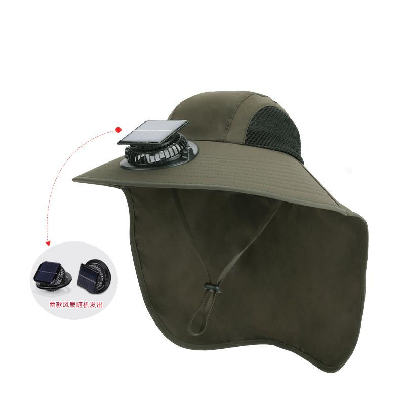 New Solar Fan Hat with Face Guard Neck Flap UV Protective Hat USB Rechargeable Men Summer Outdoor Fishing Wide Brim Bucket Cap