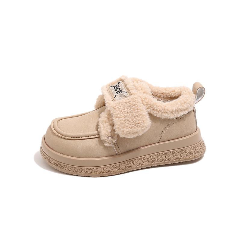 Girls Shoes Cotton Shoes Children's Snow Boots 2025 New Winter Princess Loafers Velvet Warm Bread Shoes