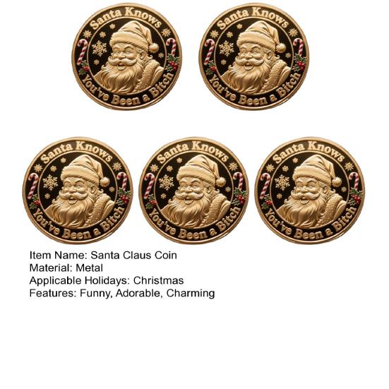 You Ain't Getting Shit Coin Funny Santa Claus Middle Finger Coin Novelty Metal Christmas Commemorative Challenge Coin Gag Gift for Friends