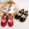 Schwarze Modische Kinderschuhe Mädchen Formelle Schnalle Gummisohle Leder Prinzessin Kleiderschuhe Klassische Größe 21-32