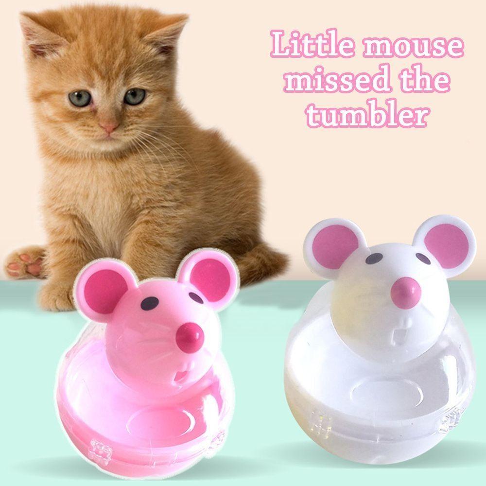

2colors Mouse Leakage Dispenser Plastic Pet Food Rolling Feeder Cats Toy