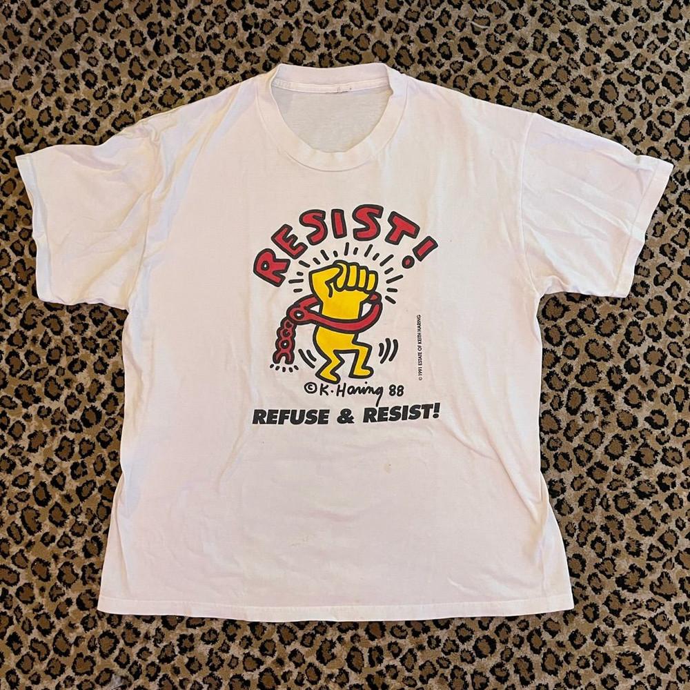 Vintage 1991 Keith Haring For Fan Tshirt Classic unisex ZL194  Unisex T-Shirt M