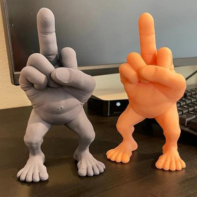 Mittelfinger Figur mit Beinen Mittelfinger Statue 3D gedruckt Skulptur Witz Trophäe Home