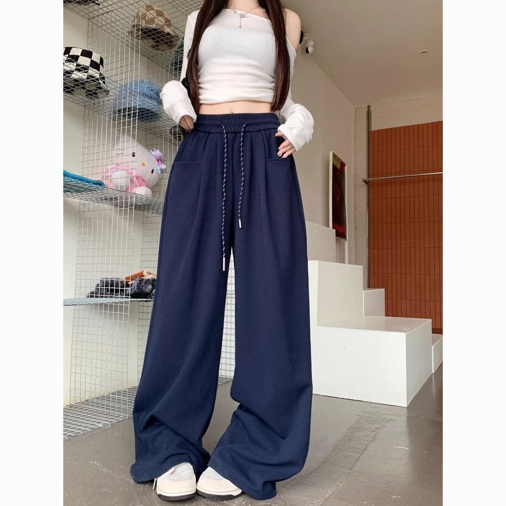 Women's Casual Pants Wide Legs Loose Drape Spring and Autumn New Season High Waist Straight Long Pants